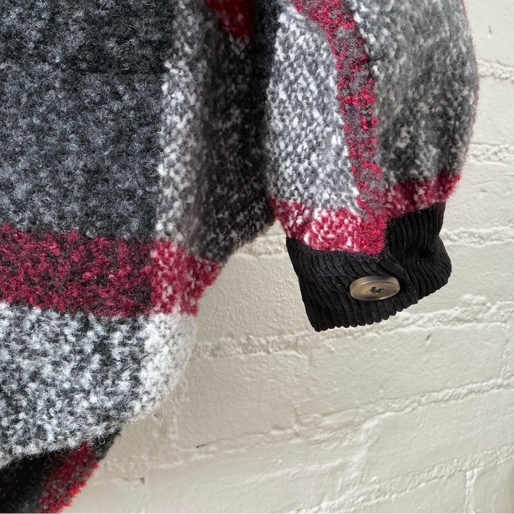 DAVI & DANI Oversized Plaid Shacket Button Up Wool Blend Textured Flannel Jacket - Picture 9 of 16